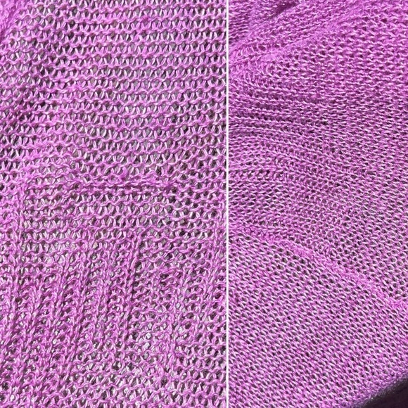 🌻Eileen Fisher Purple Linen Lagenlook Short Sleeve Knit Cardigan Size S Petite - Picture 13 of 13